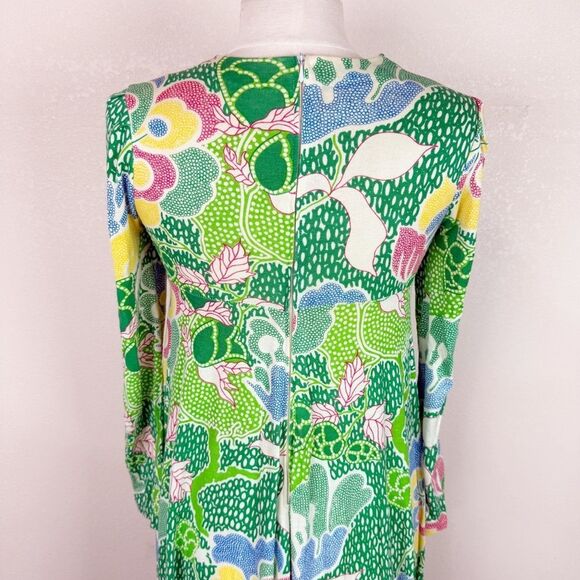 RARE Vintage Diane Von Furstenberg 60s Mod Groovy Psychedelic Green Floral Dress - Picture 5 of 11